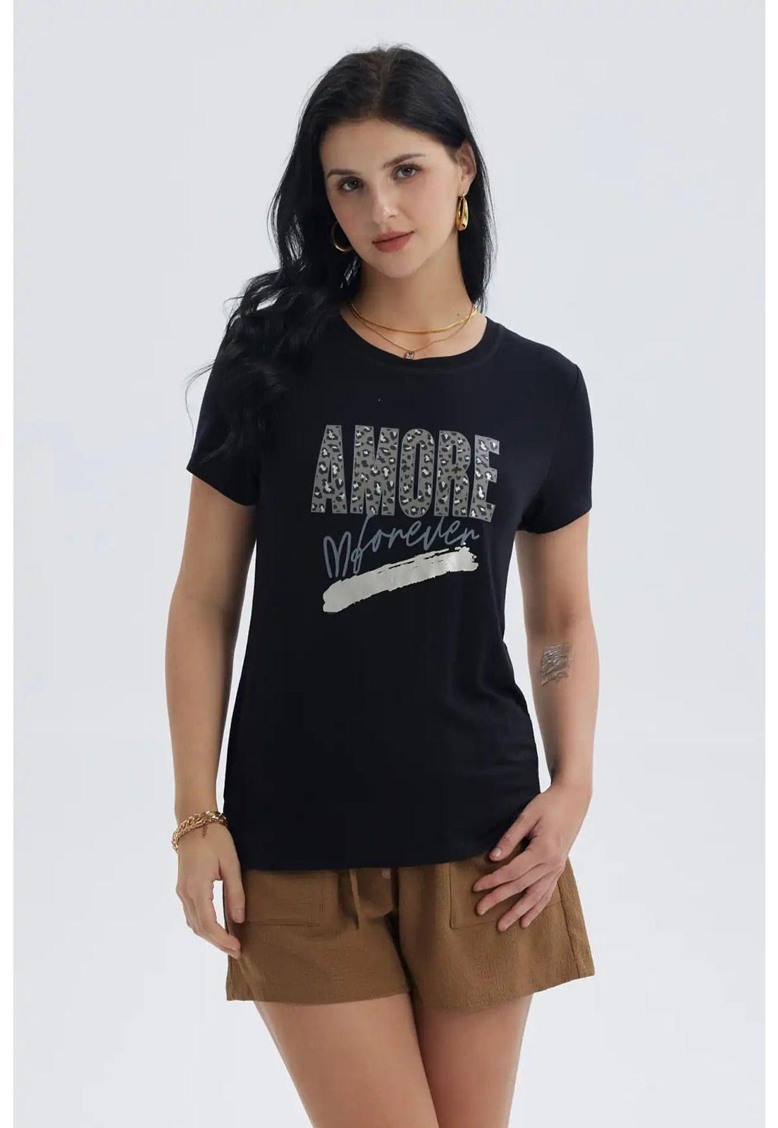 Polera Mujer Print Negro - VI-4