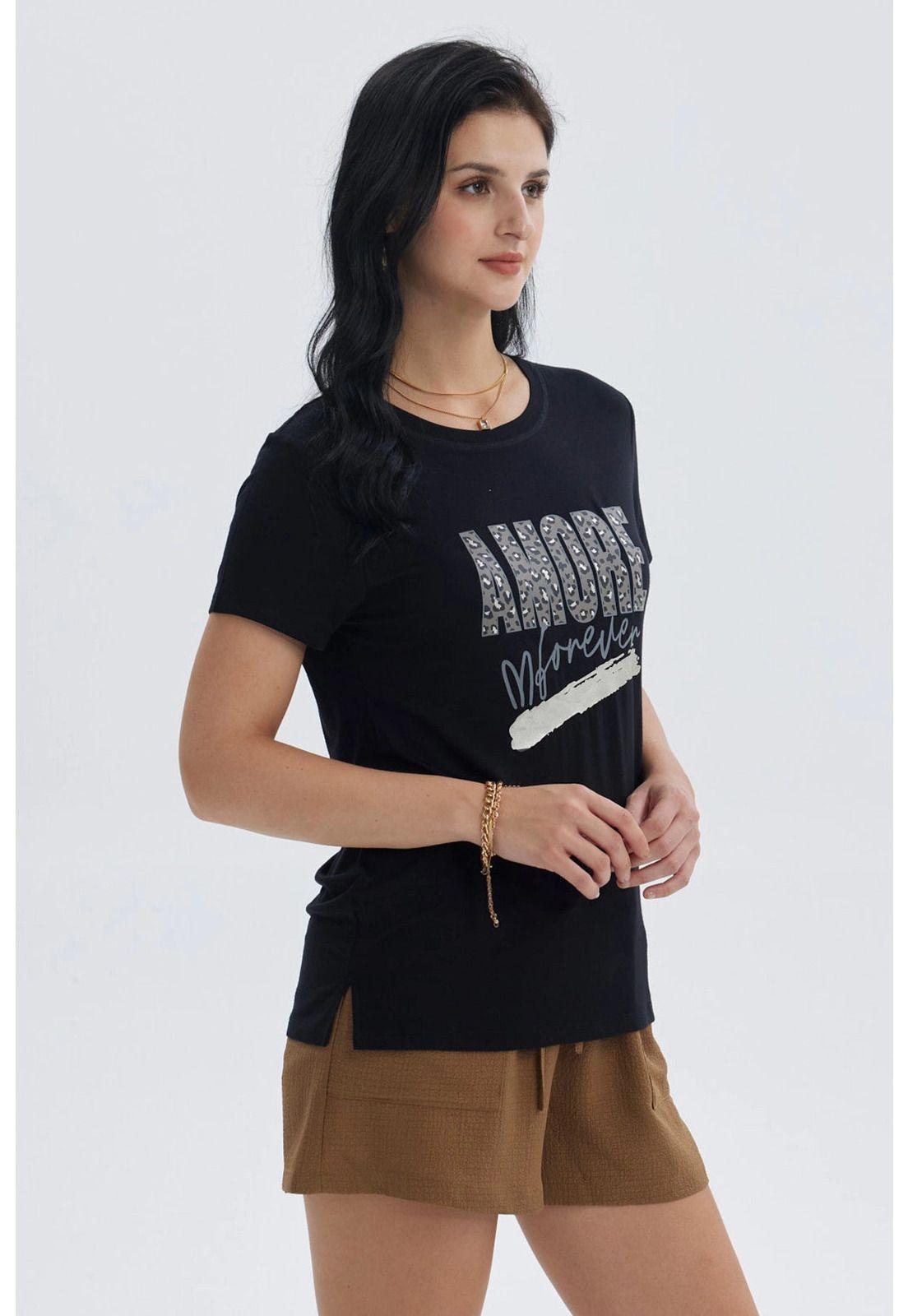 Polera Mujer Print Negro - VI-5