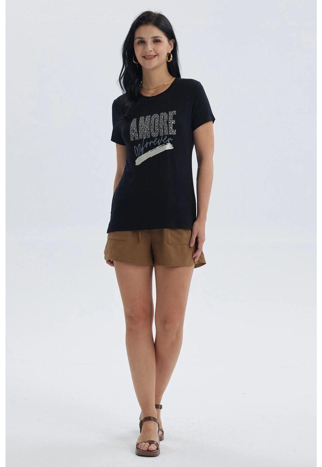 Polera Mujer Print Negro - VI-7