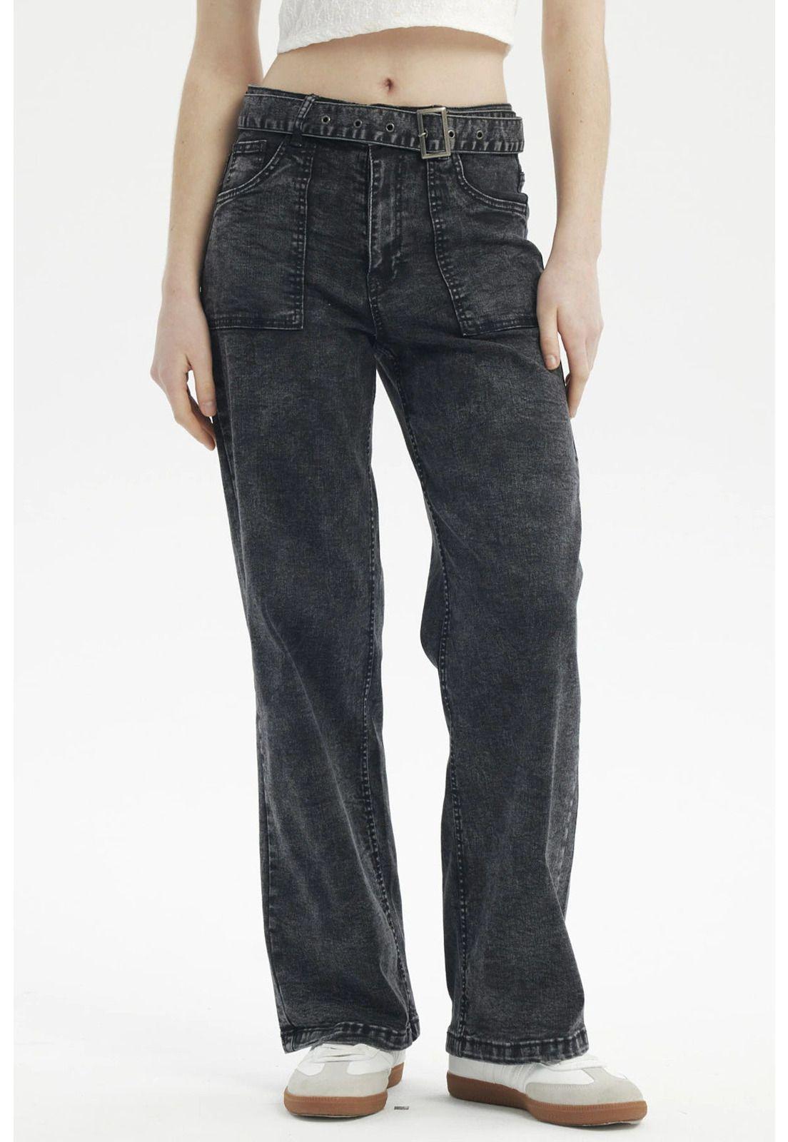Jeans Mujer Calce Recto Negro - lV-0