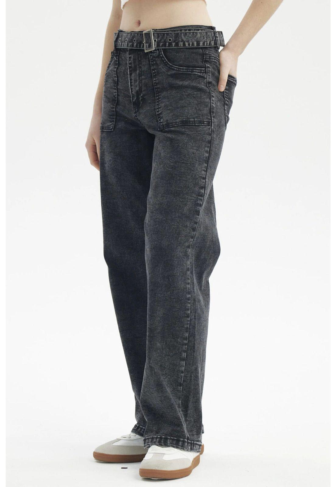 Jeans Mujer Calce Recto Negro - lV-1