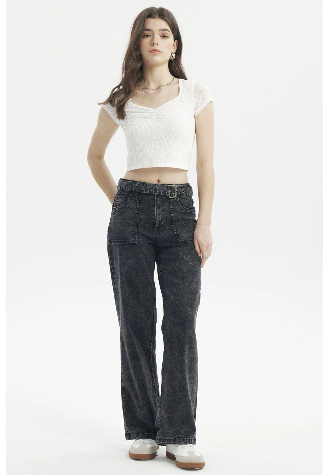 Jeans Mujer Calce Recto Negro - lV-3
