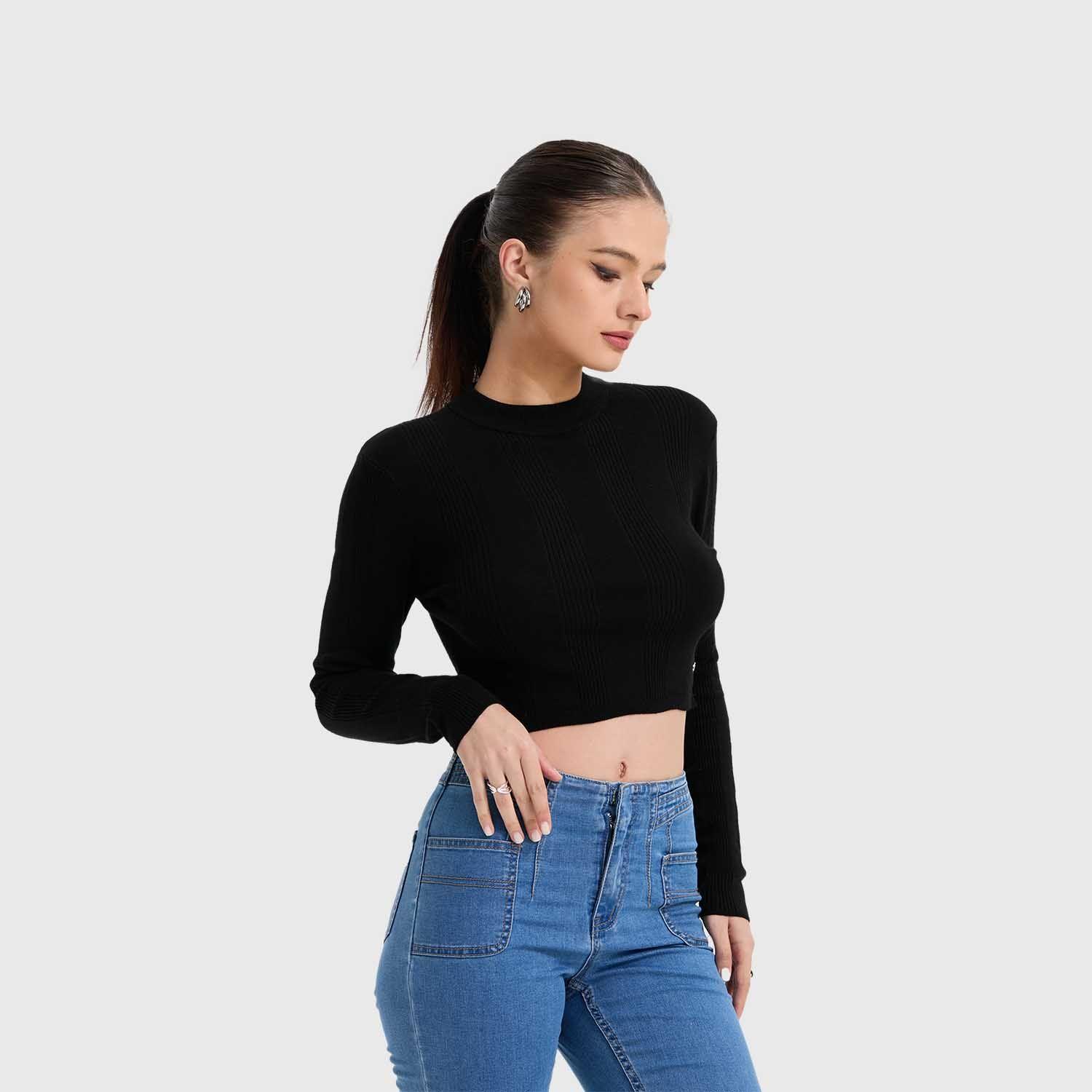 Sweater Mujer Aplicación Colores Negro Fashion's Park-1