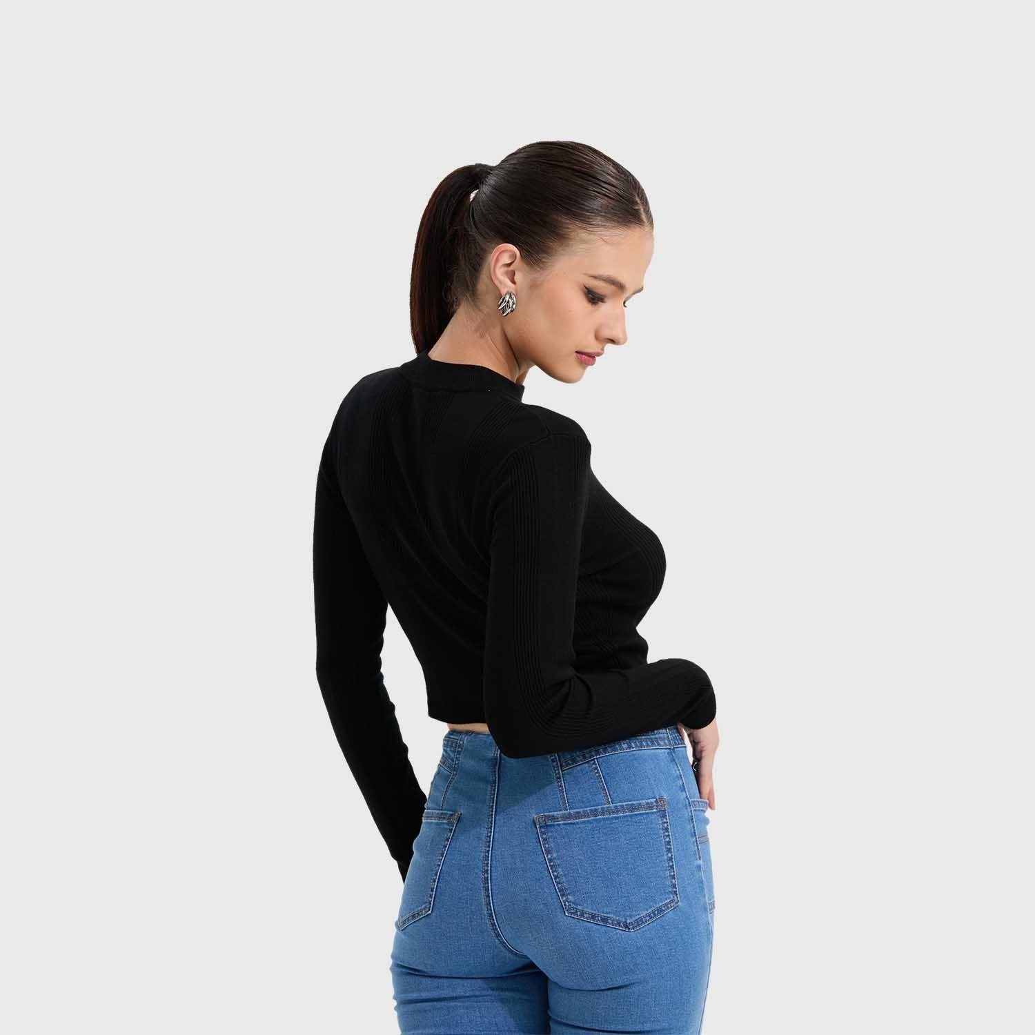 Sweater Mujer Aplicación Colores Negro Fashion's Park-2