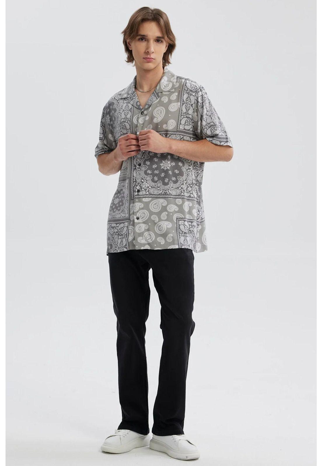 Camisa Hombre Full Rapport Banda Gris-3