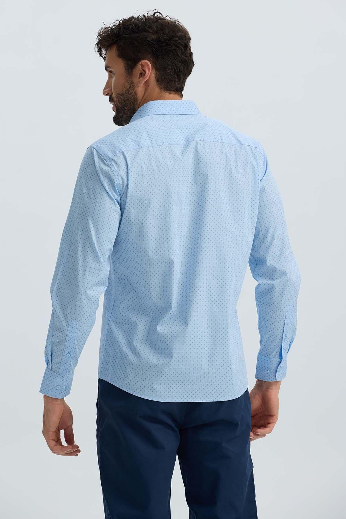 Camisa Hombre Cuello Italiano Celeste-2