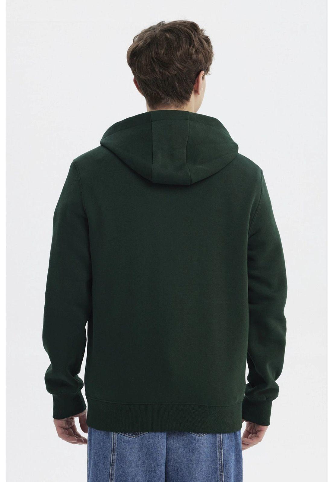 Polerón Hombre Slim Con Gorro Verde - ll-2