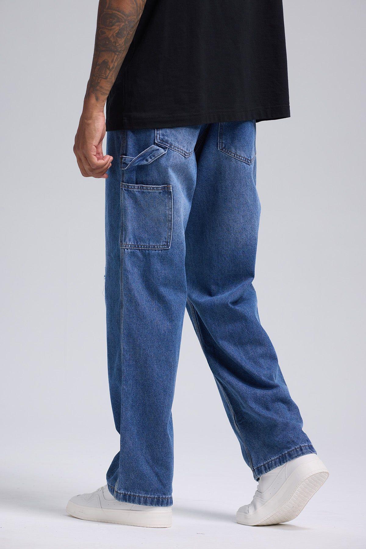 Jeans Hombre Baggy Rotura Azul Claro-2