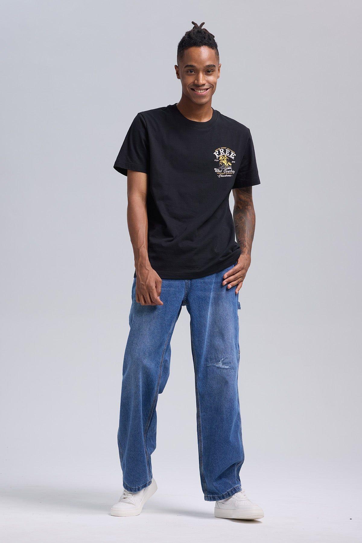 Jeans Hombre Baggy Rotura Azul Claro-3