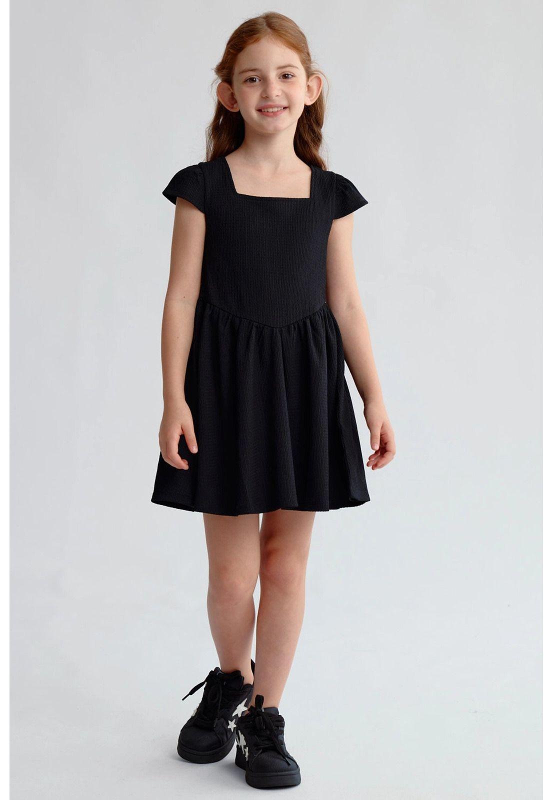 Vestido Niña Liso Print Negro-0