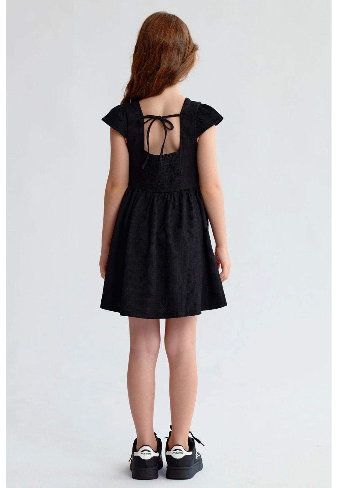 Vestido Niña Liso Print Negro-1