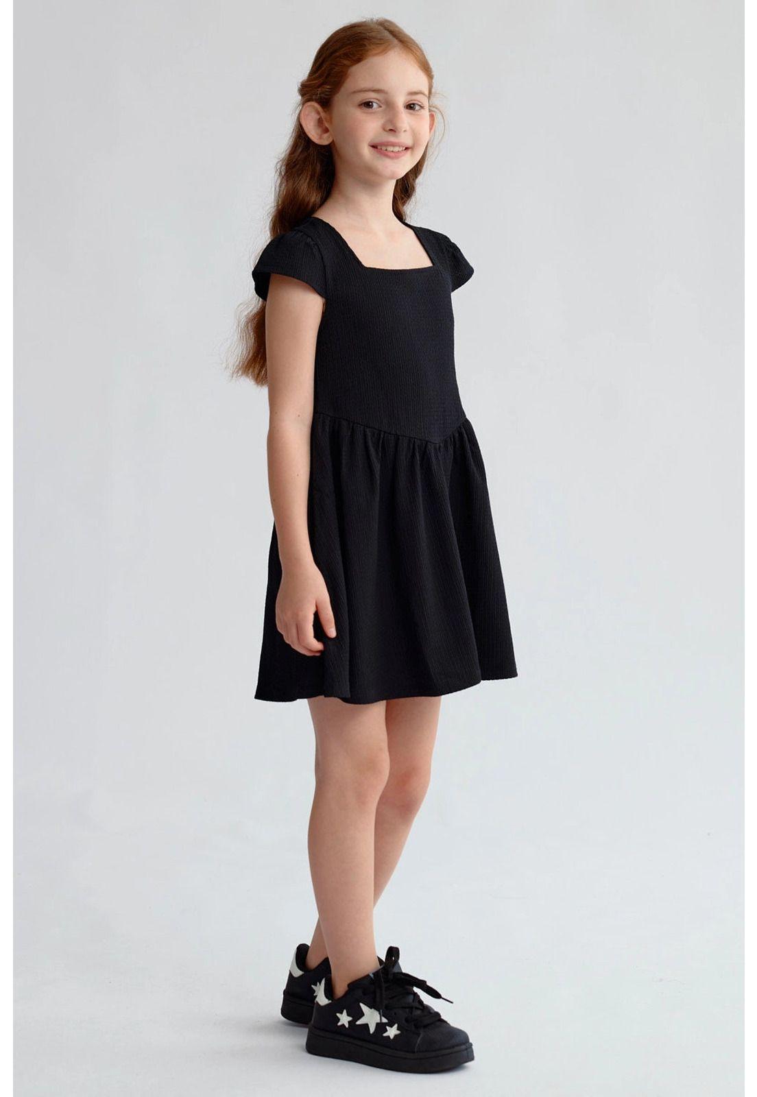 Vestido Niña Liso Print Negro-2