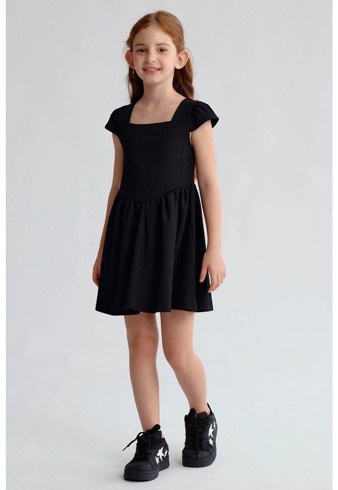 Vestido Niña Liso Print Negro-3