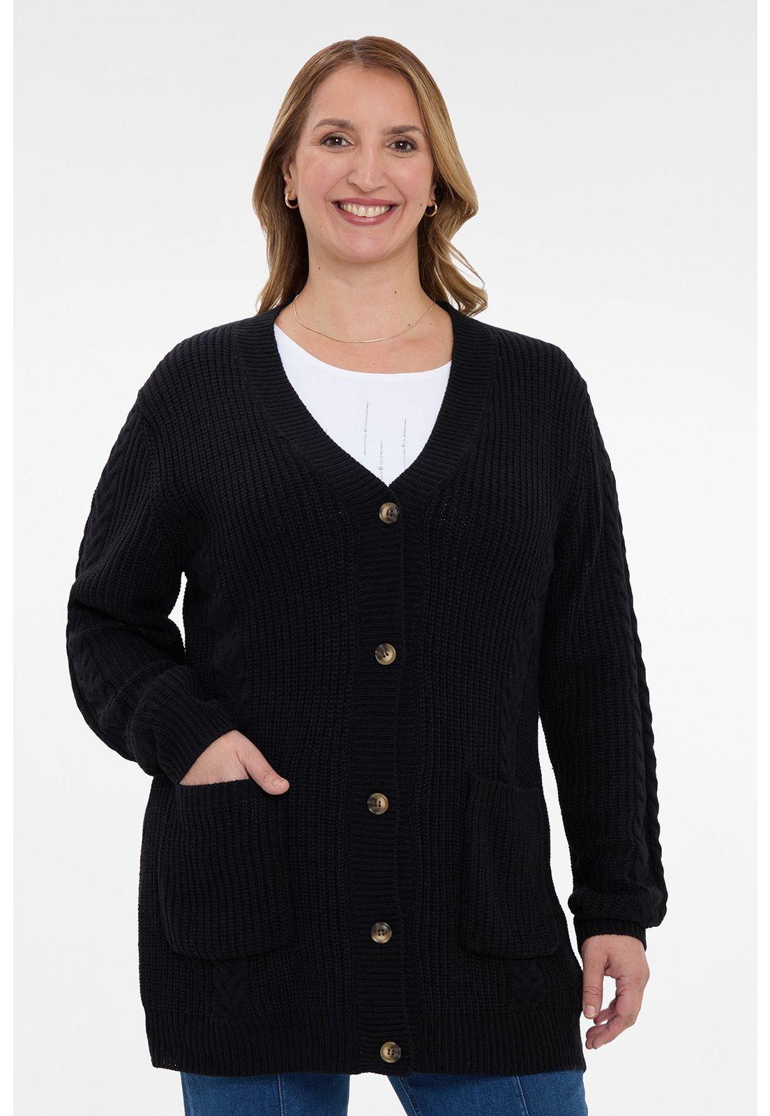 Chaleco Mujer Acanalado Negro I-0