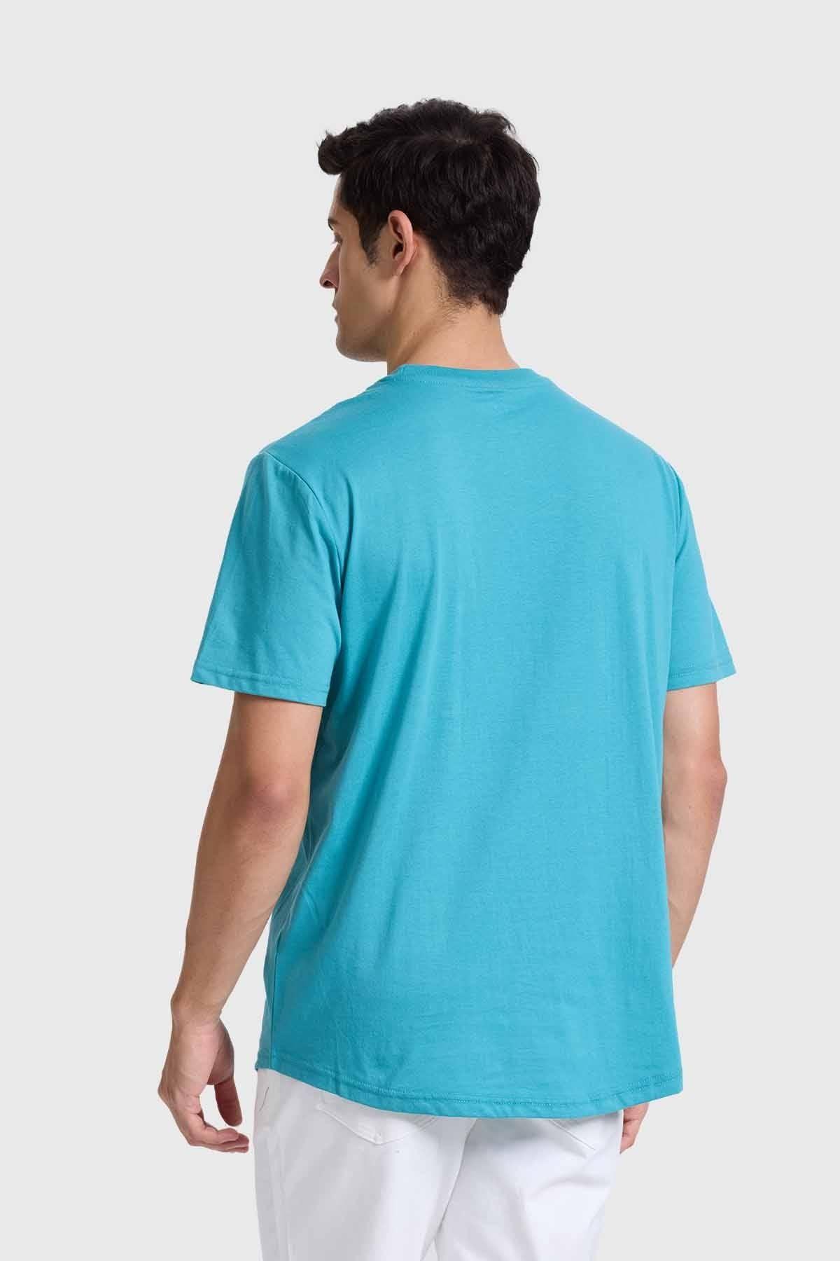 Polera Hombre Long Fit Básica Turquesa-1