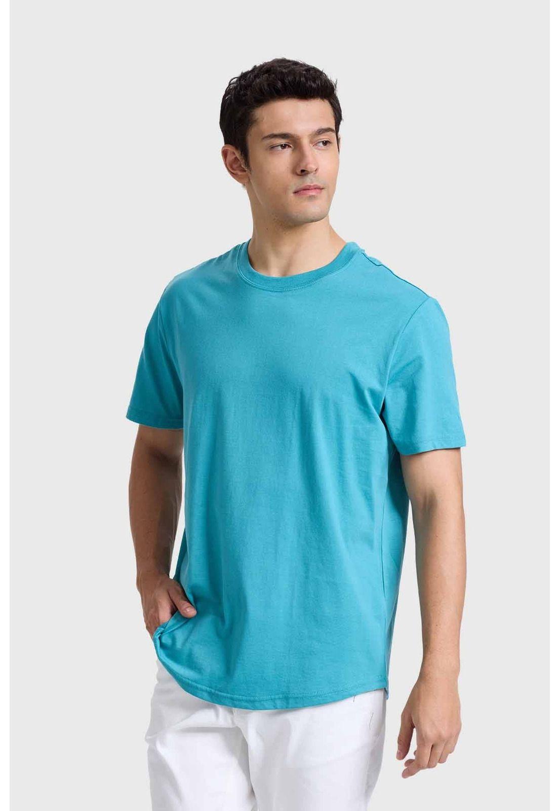 Polera Hombre Long Fit Básica Turquesa-1