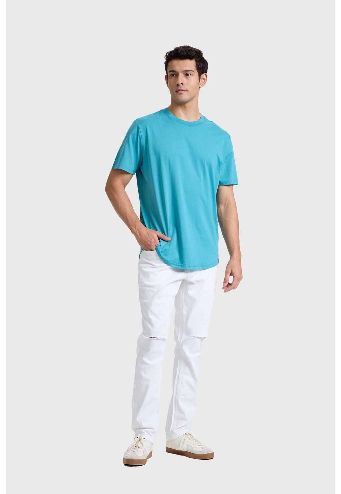 Polera Hombre Long Fit Básica Turquesa-3