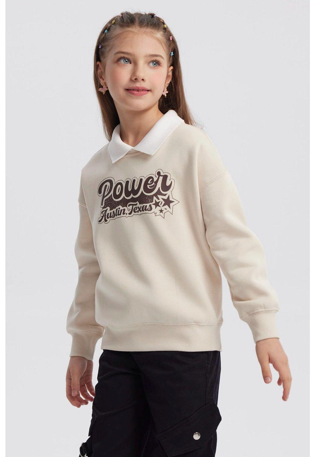 Polerón Niña Cuello Camisero Beige-1