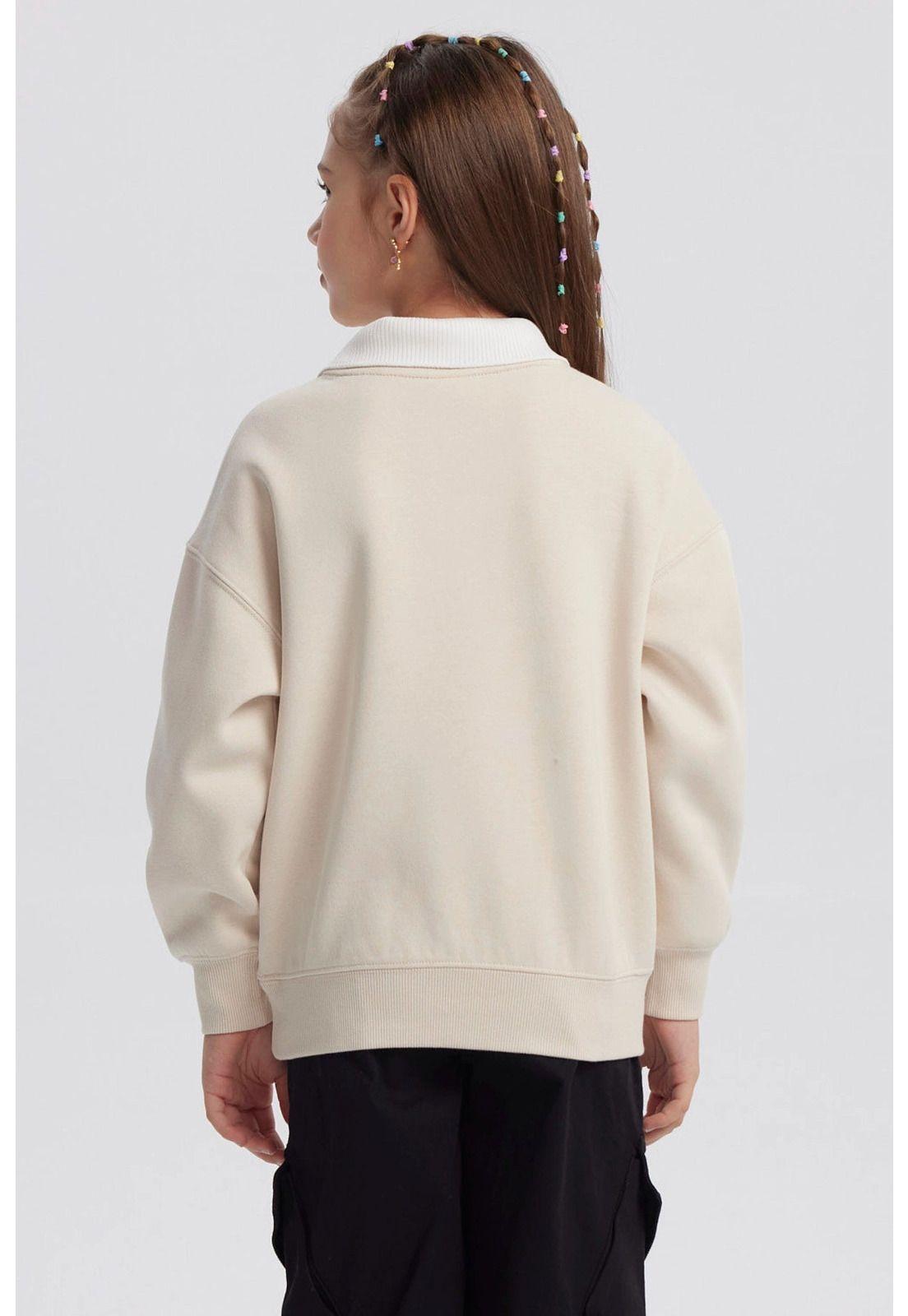 Polerón Niña Cuello Camisero Beige-2
