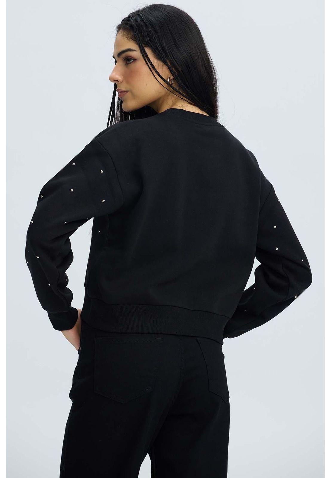 Polerón Mujer Strass Negro-2