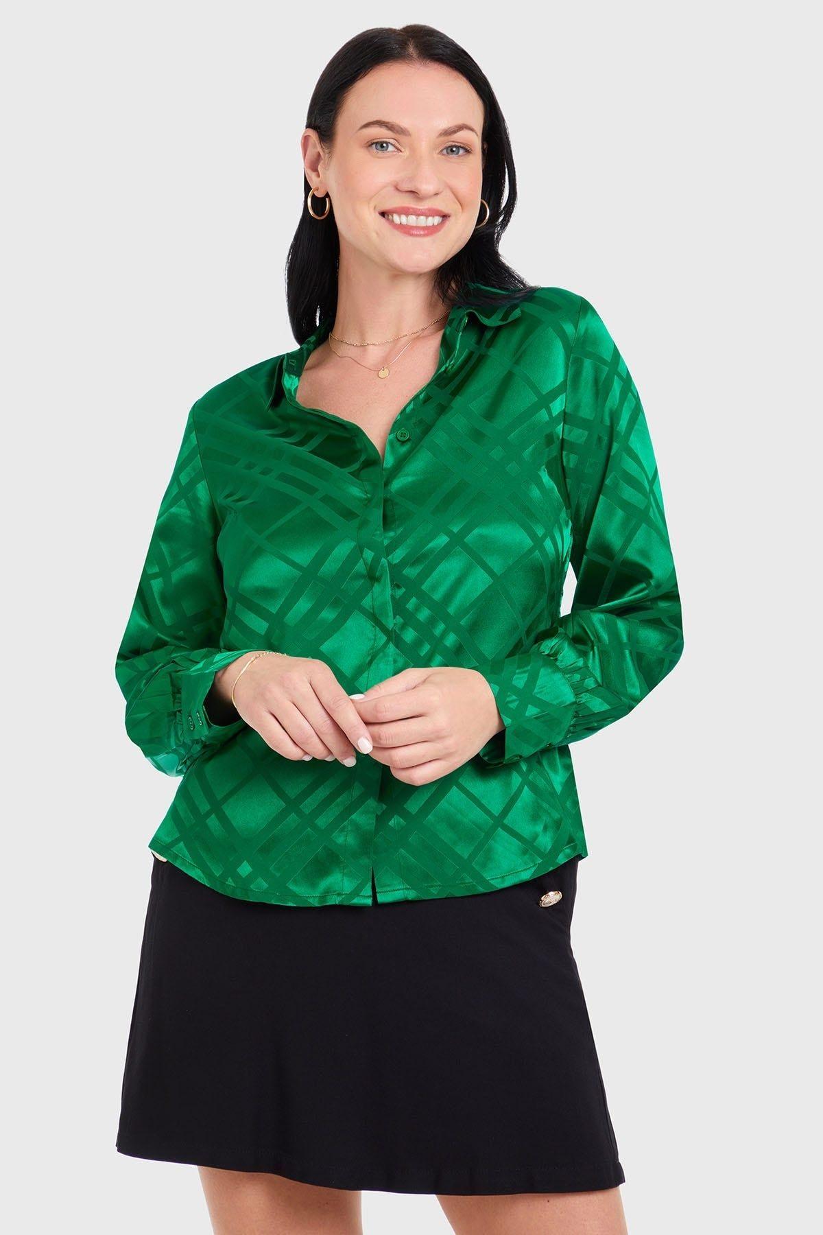 Blusa Mujer Con Textura Verde-3