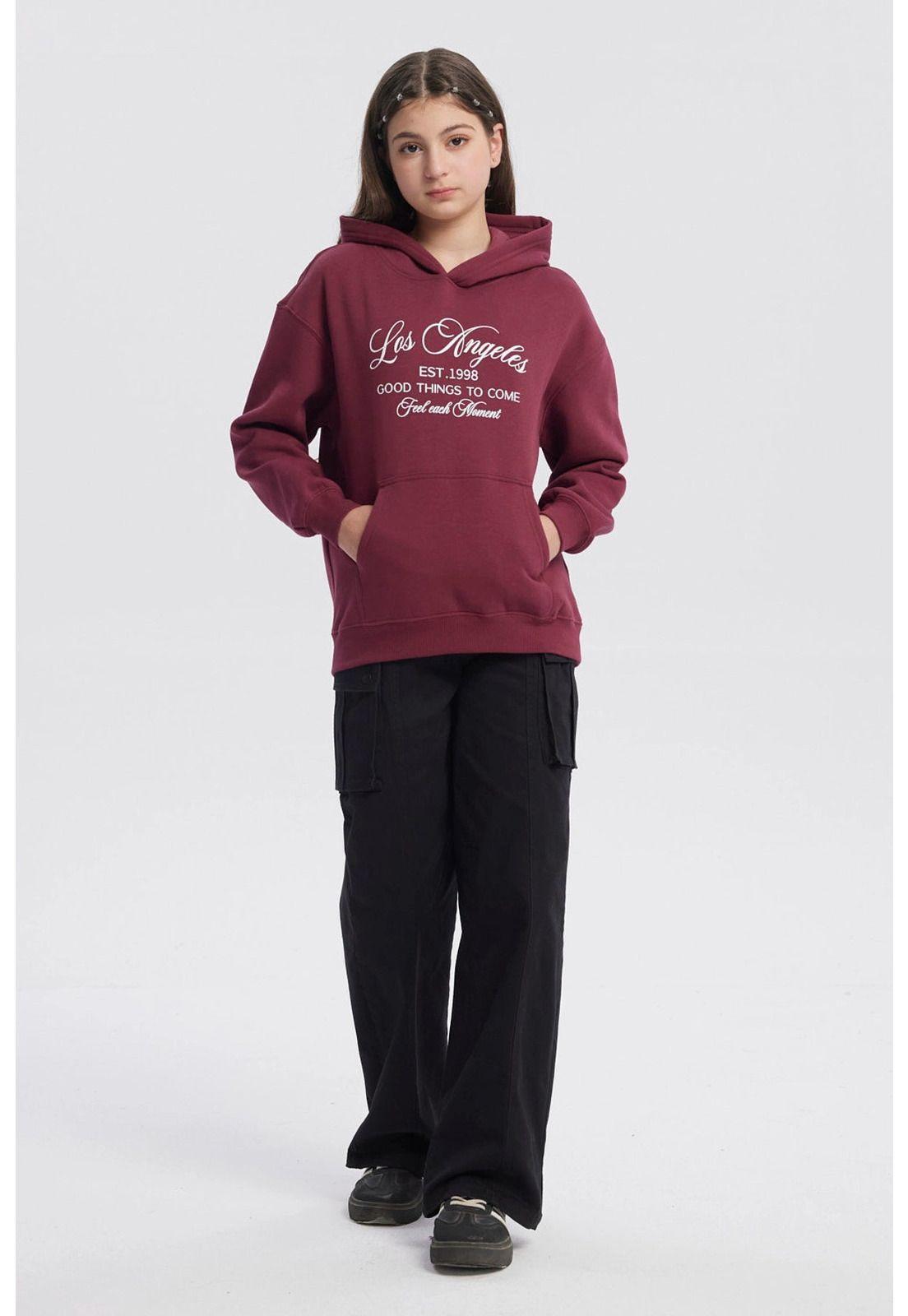 Polerón Niña Cuello Camisero Burdeo-3