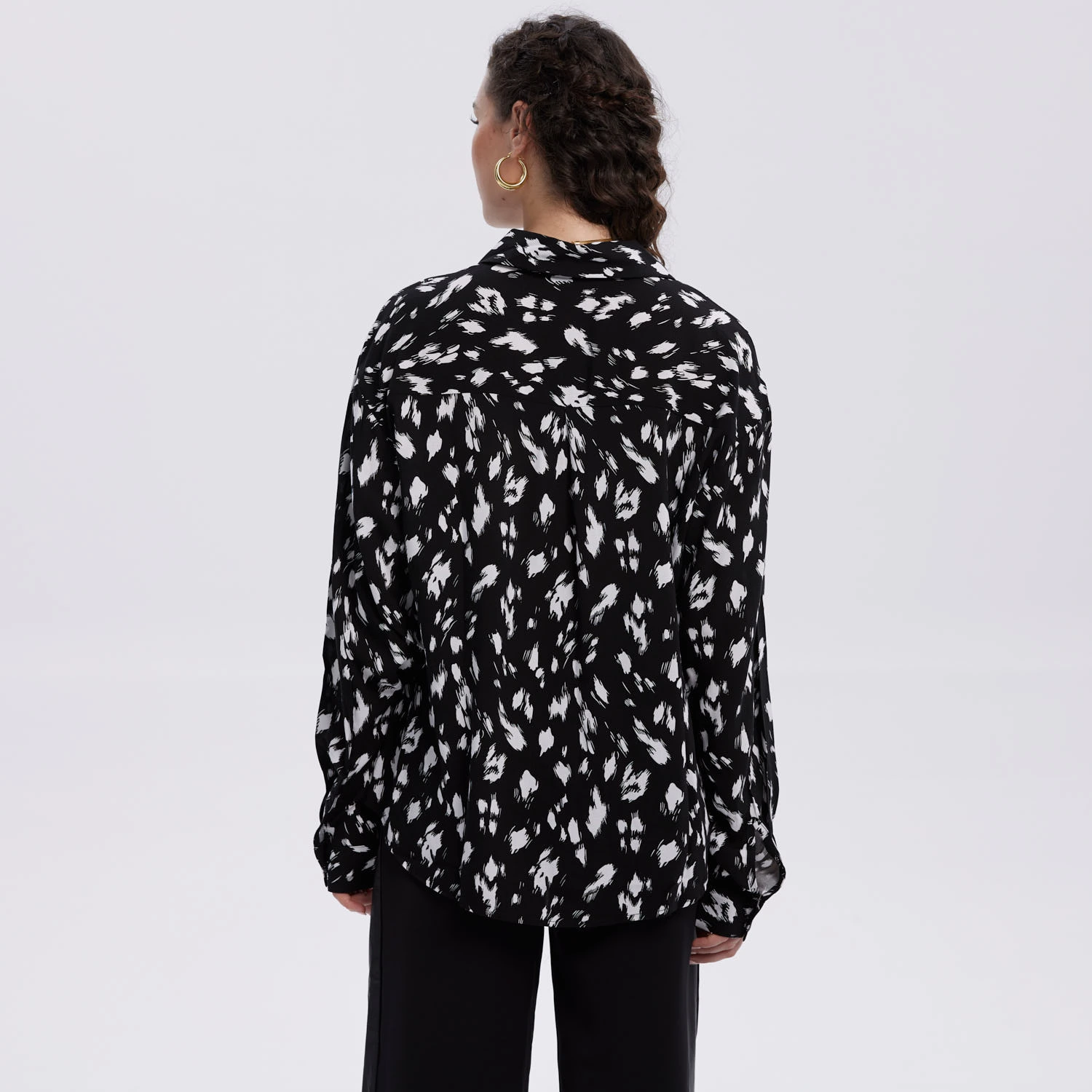 Blusa Mujer Abotonada Rapport Negro / Blanco-3