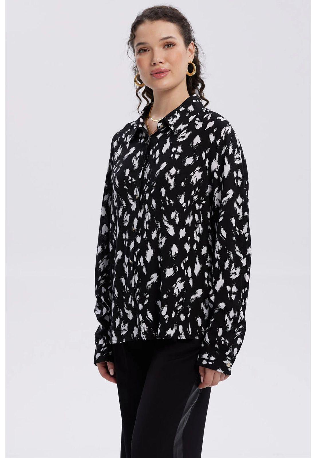 Blusa Mujer Abotonada Rapport Negro / Blanco-1