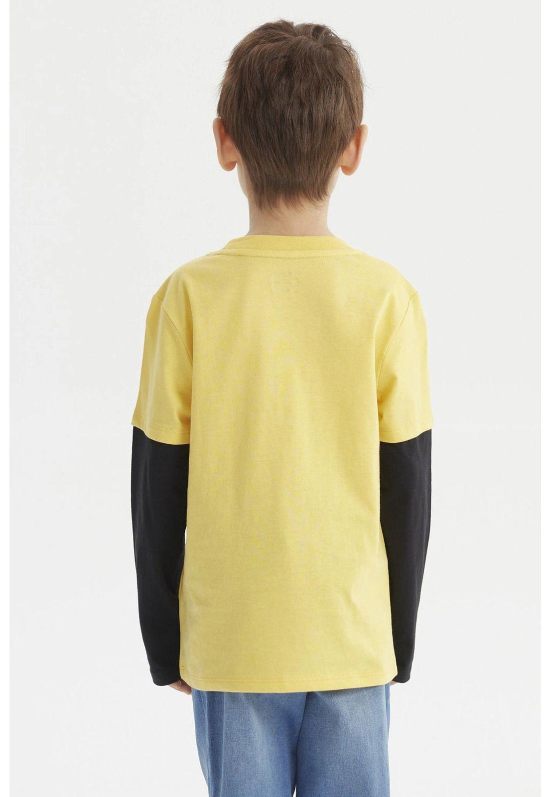 Polera Niño Básica Print Amarillo-2