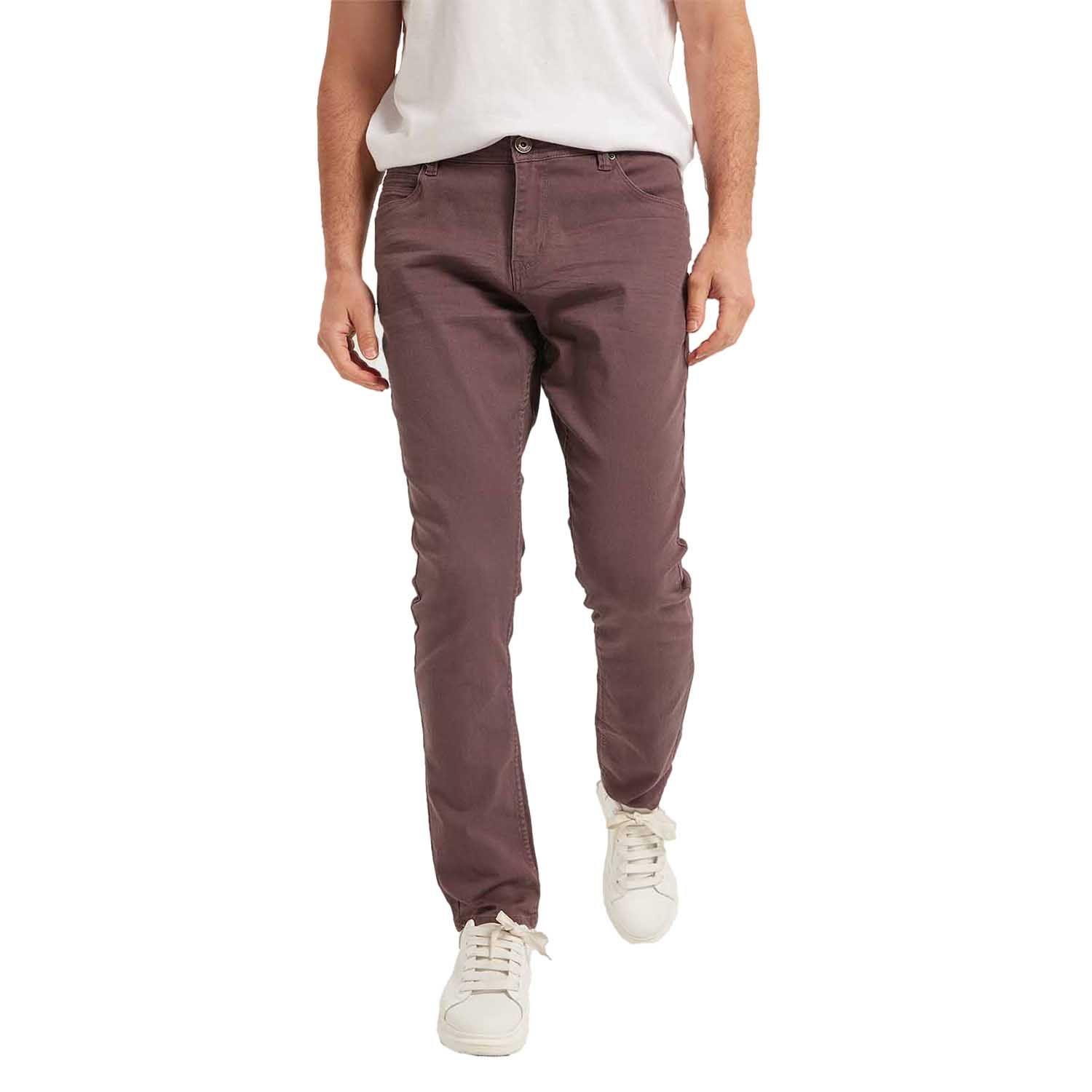 Jeans Hombre Slim Color Berenjena Claro-0