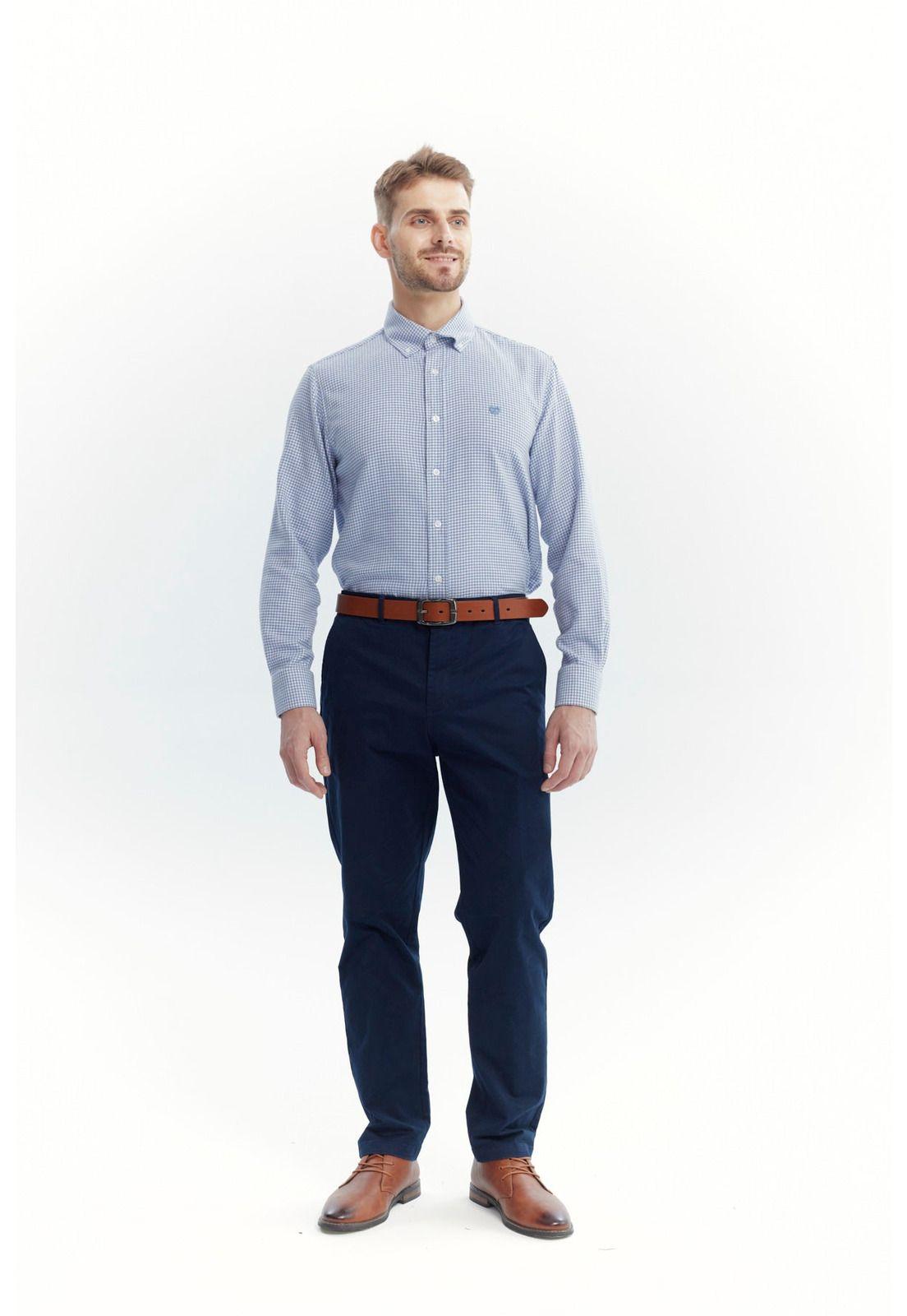 Camisa Hombre Slim Azul - ll-3