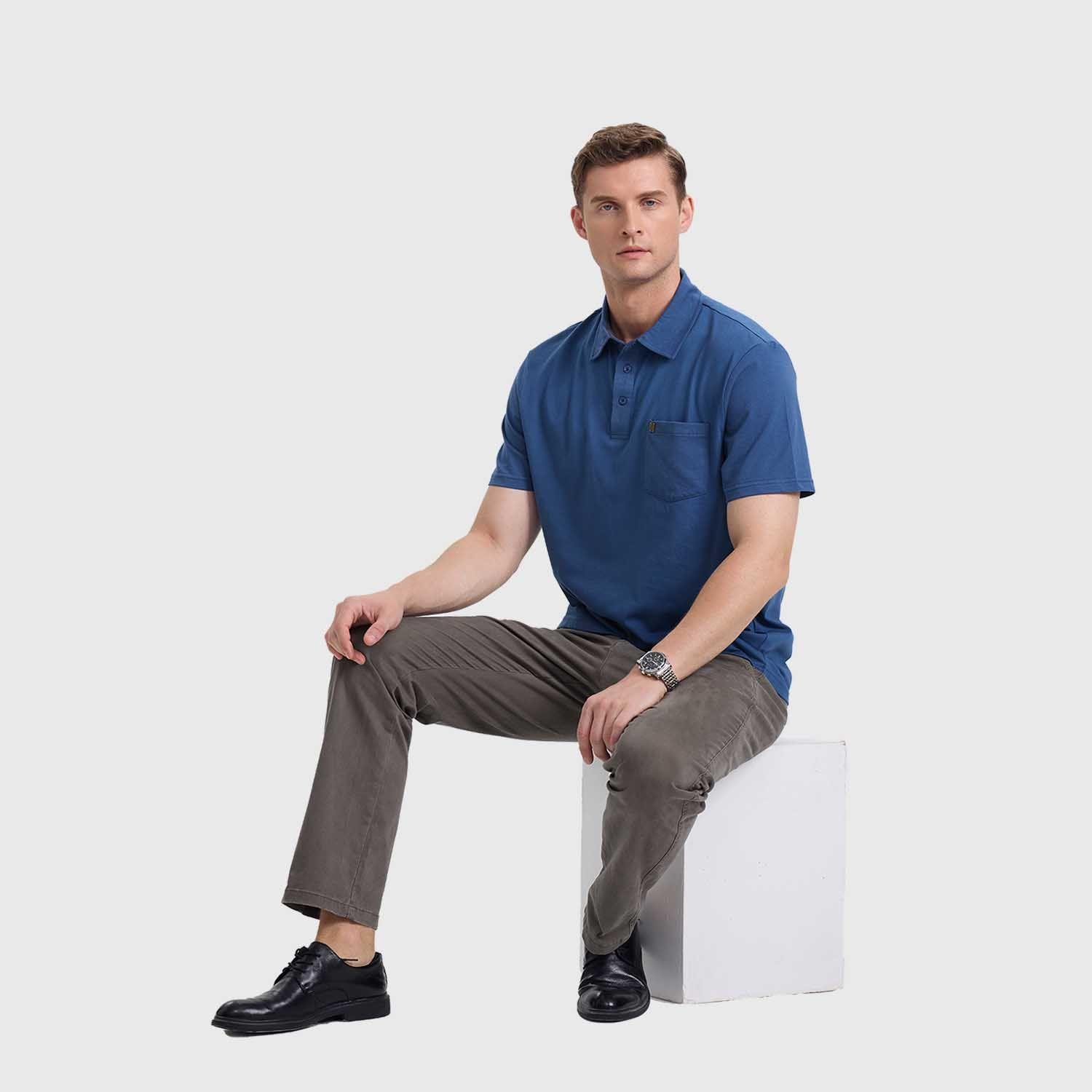Polera Hombre Lisa Azul Fashion's Park-3