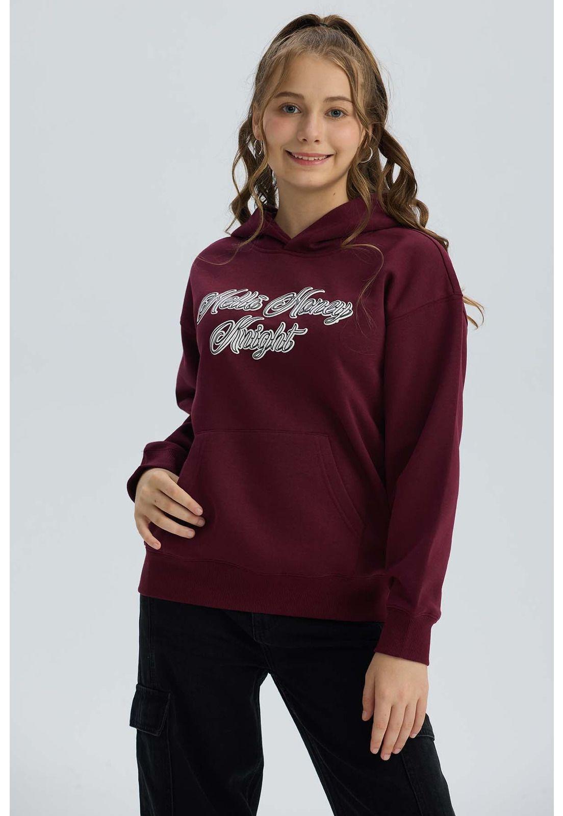 Polerón Niña Print Burdeo-0