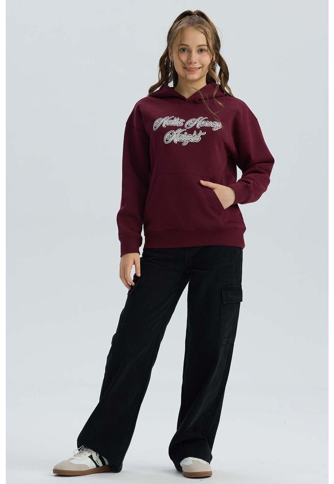 Polerón Niña Print Burdeo-3