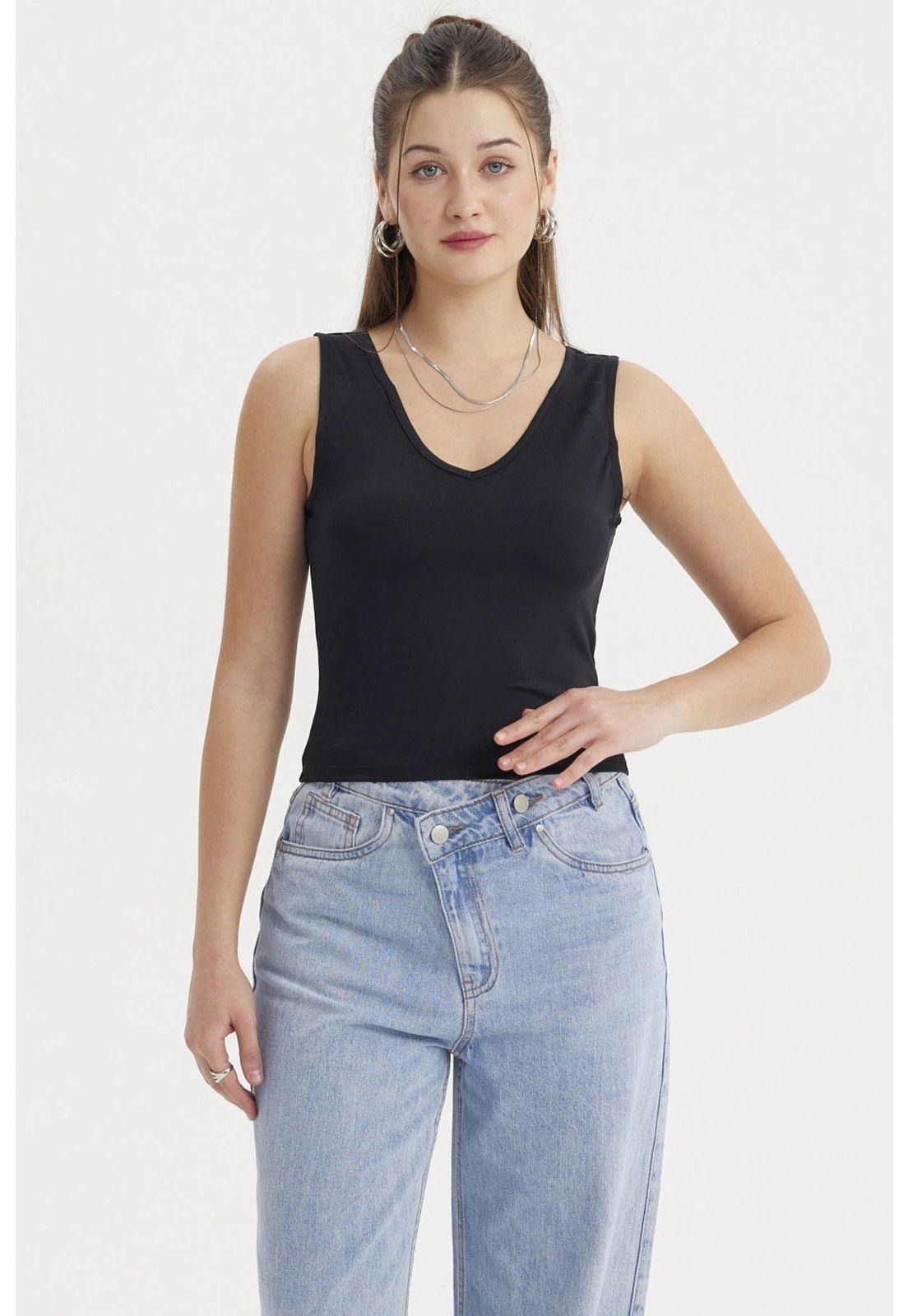 Polera Mujer Lisa Negro- lll-0