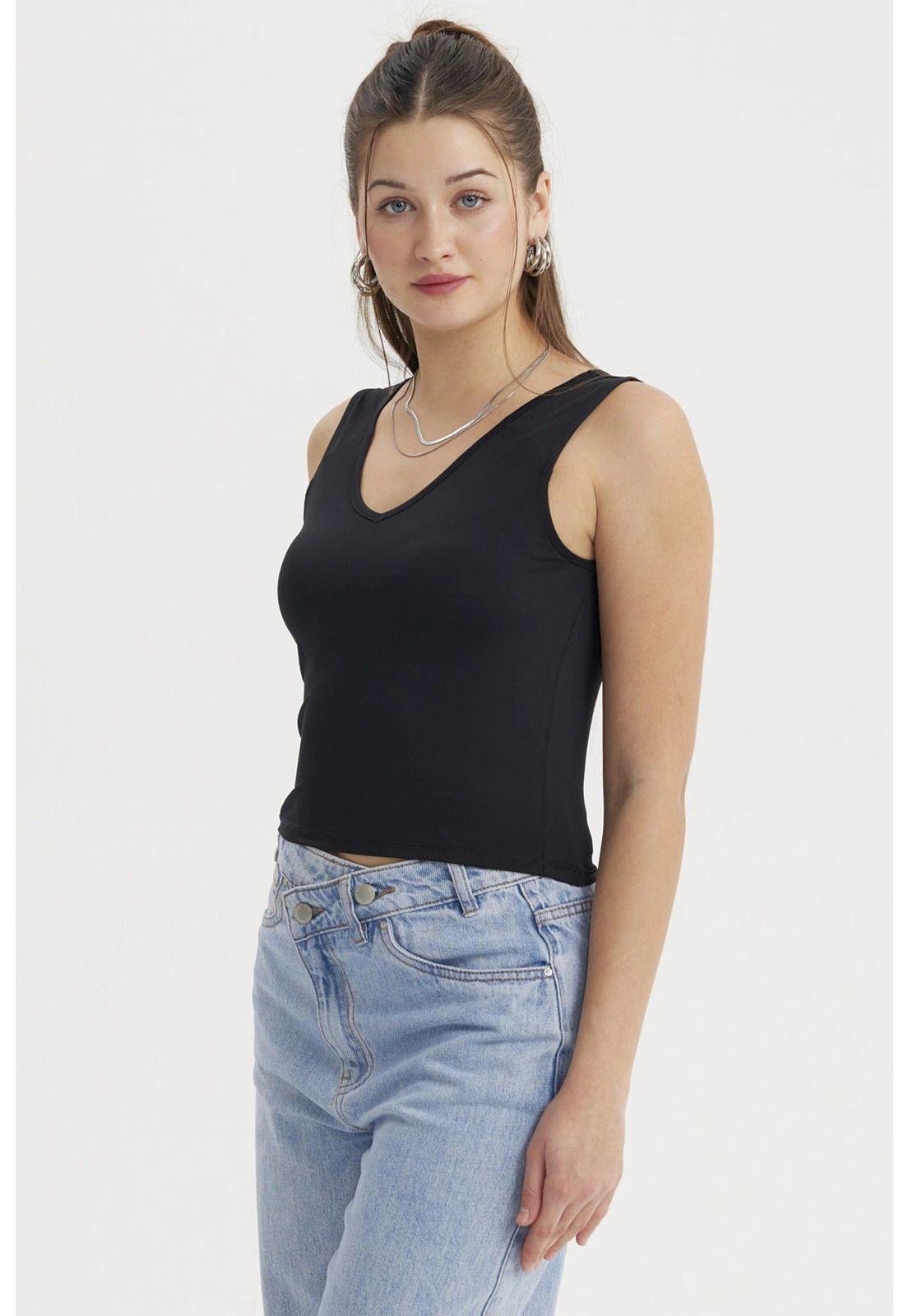 Polera Mujer Lisa Negro- lll-1