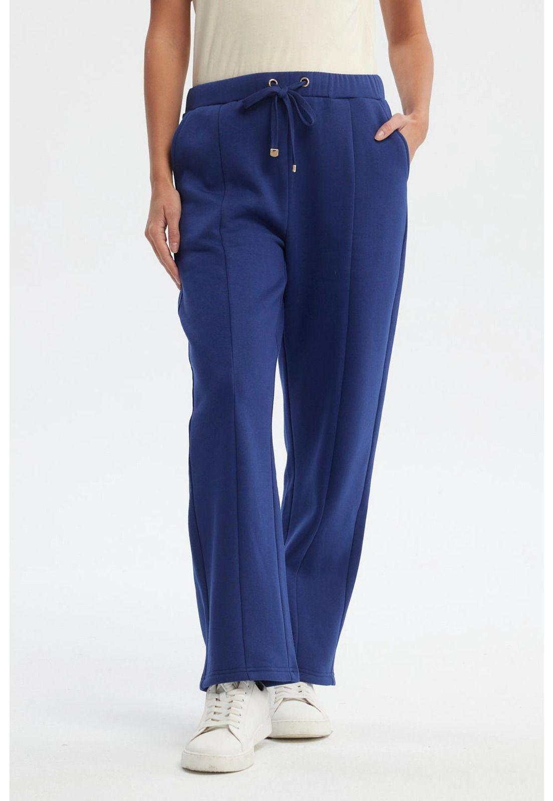 Pantalón Buzo Mujer Calce Recto Azul Oscuro-0