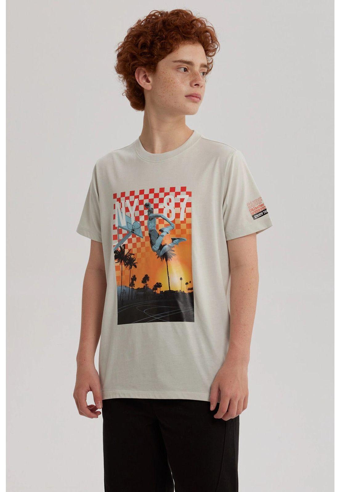 Polera Niño Print Posicional Gris - ll-0