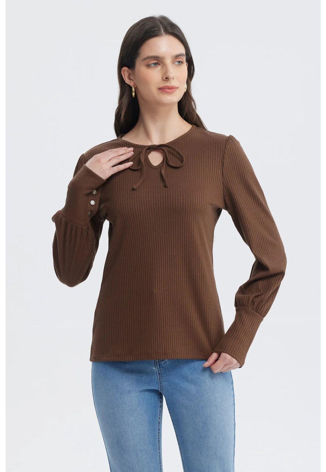 Polera Mujer Slim Café-0