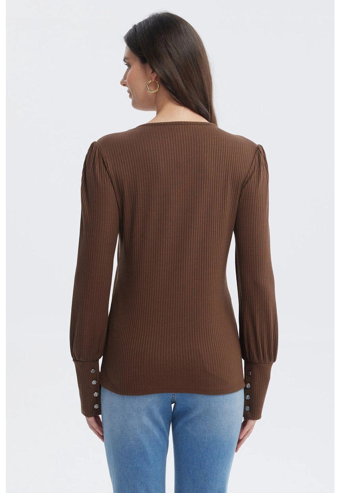 Polera Mujer Slim Café-2