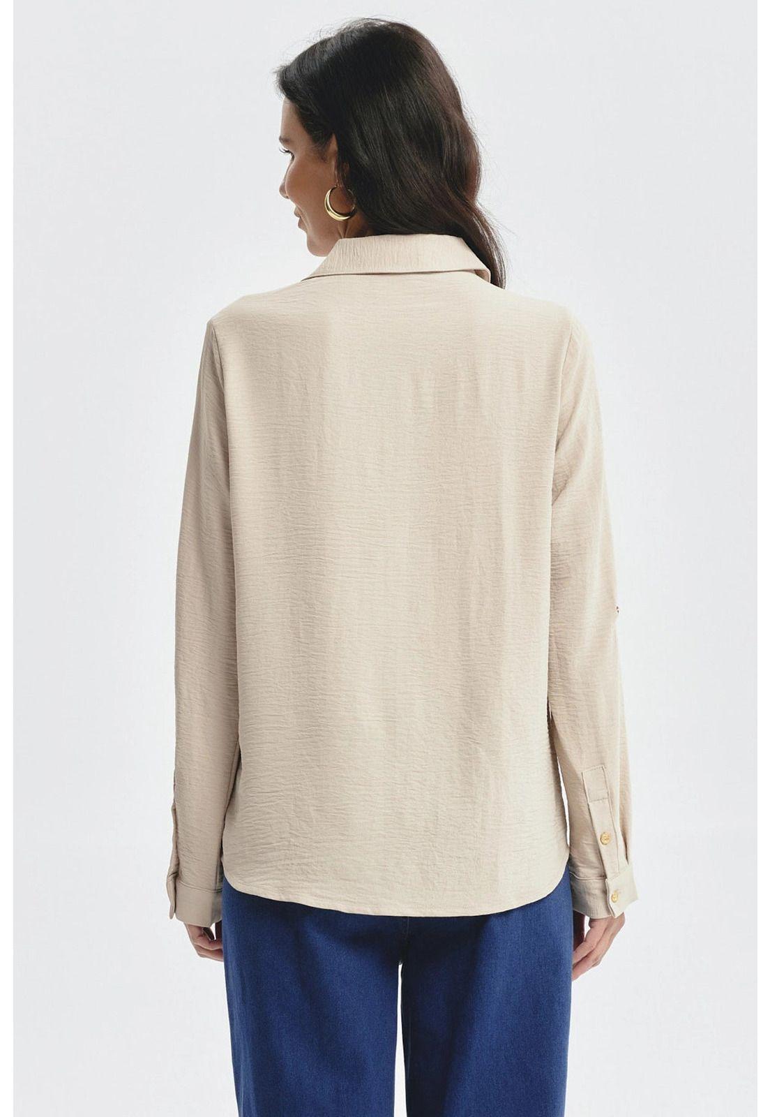 Blusa Mujer Roll Up Beige-2