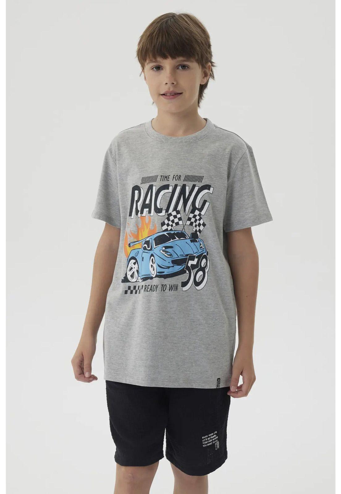 Polera Niño Básica Estampada Gris Melange- ll-0