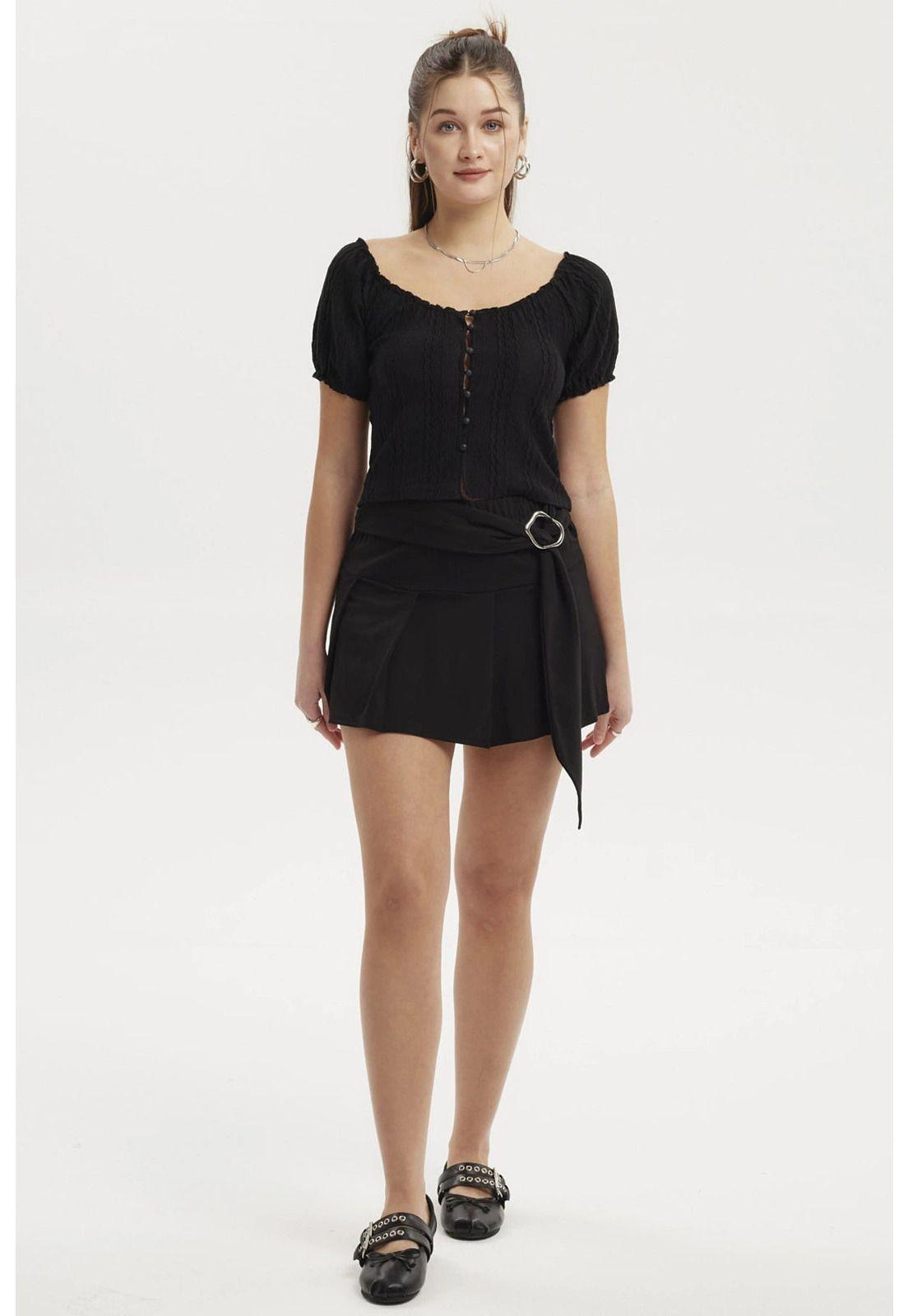 Polera Mujer Globo Escote Negro-3