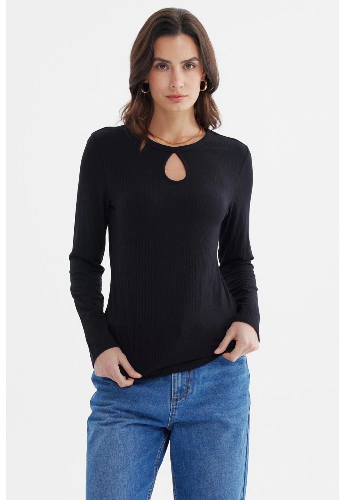 Polera Mujer Ajustado Negro - lll-0