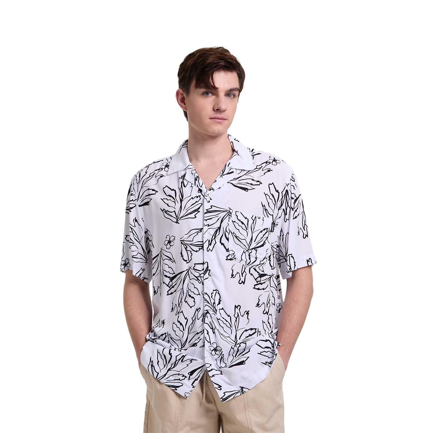 Camisa Hombre Print Tropical Blanco Fashion's Park-0