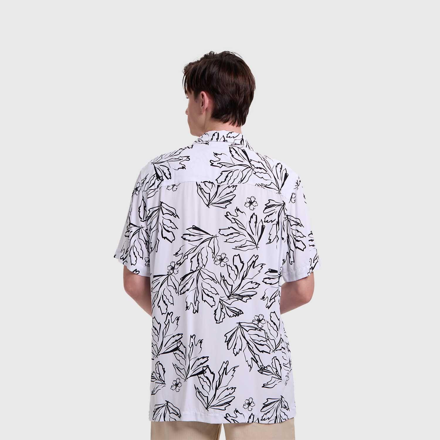 Camisa Hombre Print Tropical Blanco Fashion's Park-2