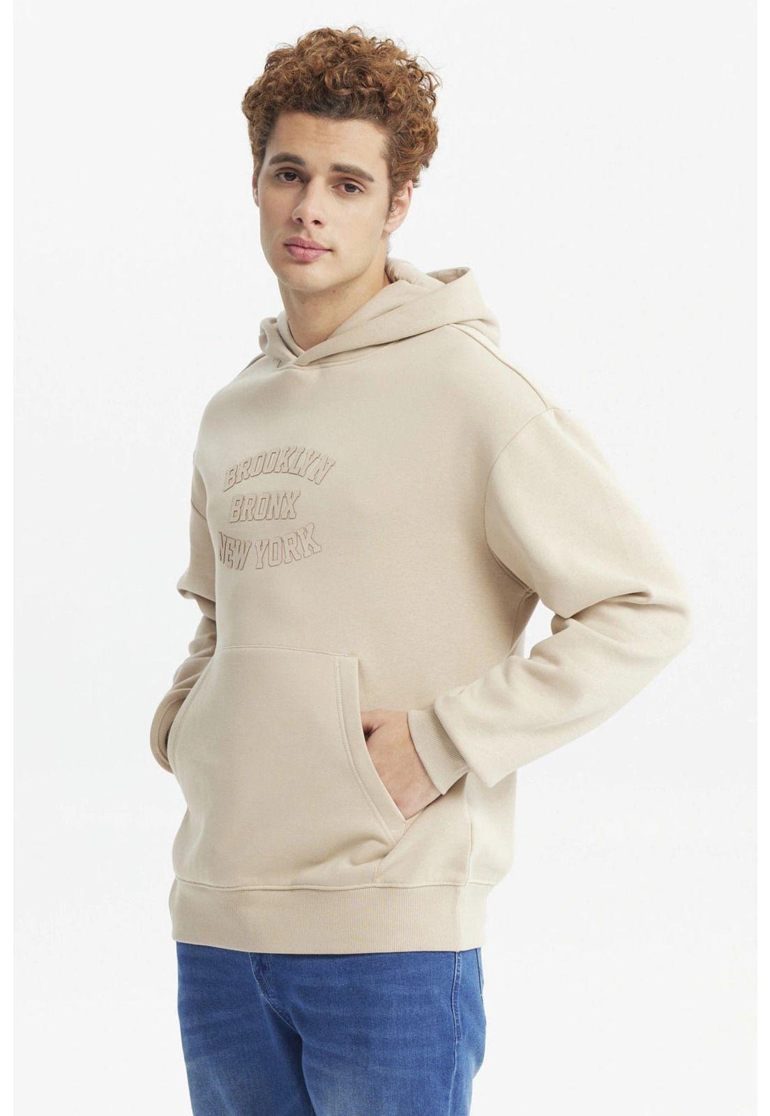 Polerón Hombre Hoodie Print Central Beige Oscuro-1