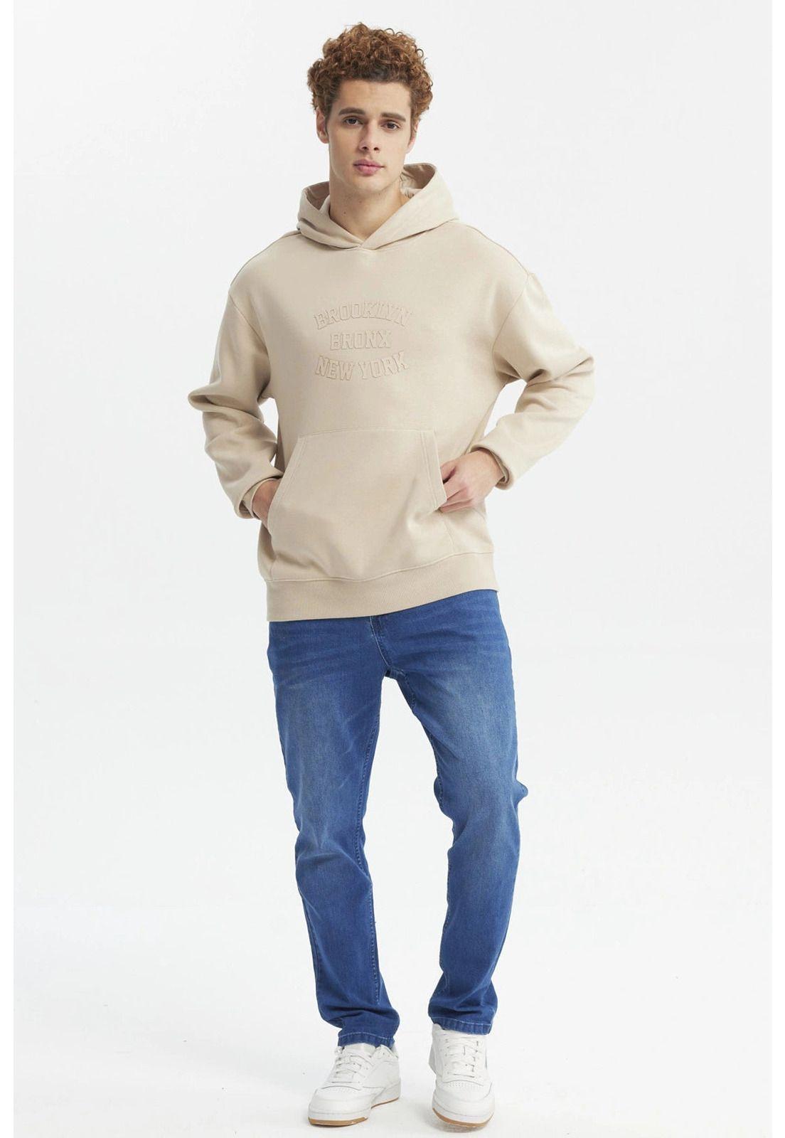 Polerón Hombre Hoodie Print Central Beige Oscuro-3