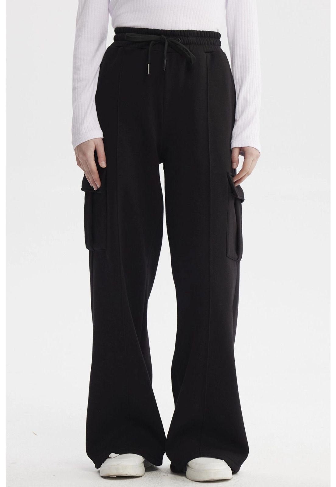 Pantalón Buzo Mujer Cargo Negro - lll-0