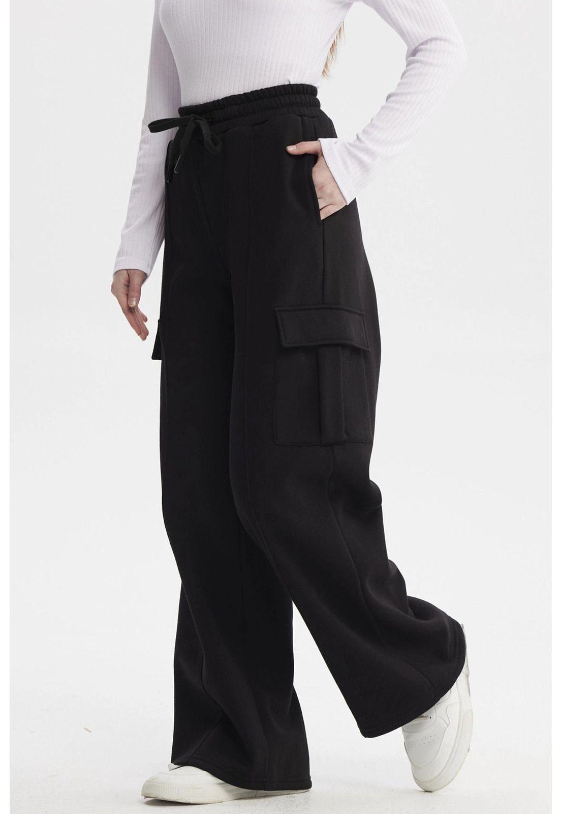 Pantalón Buzo Mujer Cargo Negro - lll-1